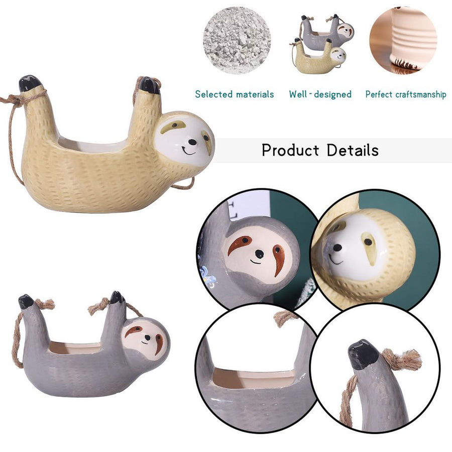 Ceramic Happy Sloth Flower Pot - Image 4