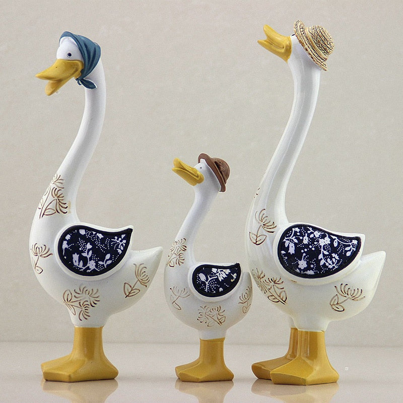 3Pcs Resin American Style Duck Table Decor