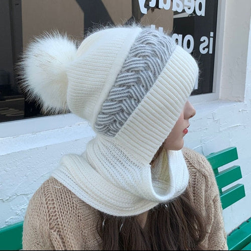 2in1 Wool Winter Scarf Hat - Image 0