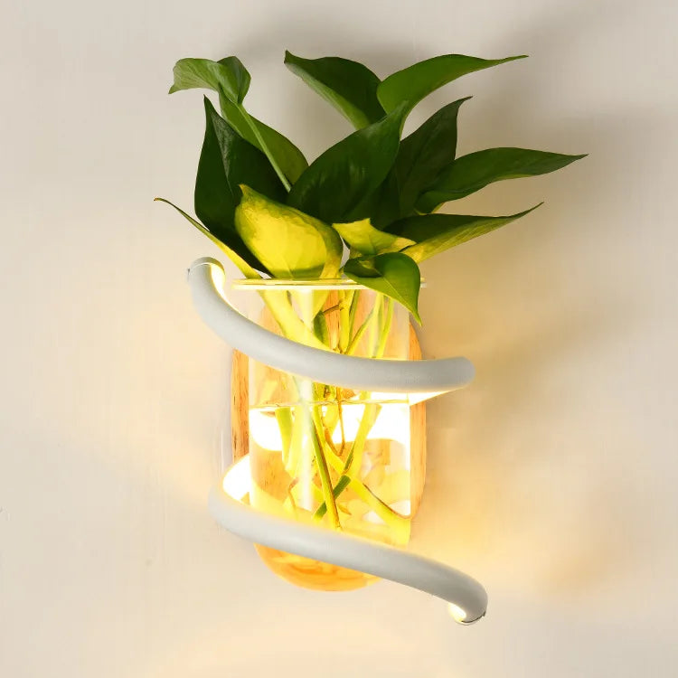 Nordic Unique Wooden Outdoor Wall Vase Lamp - Image 4