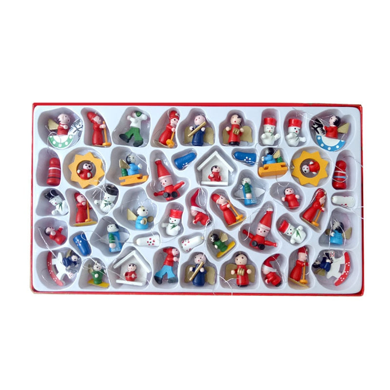 48pcs Santa's Runners Wooden Decoration Set