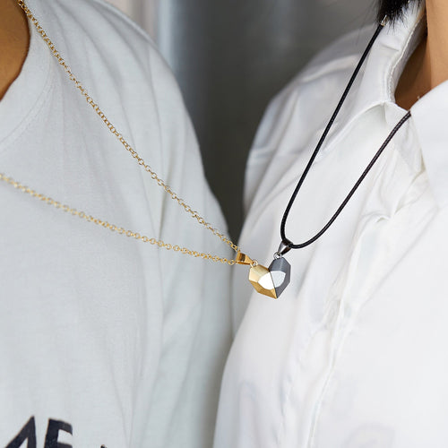 Magnetic Abstract Heart Couple's Necklace - Image 0