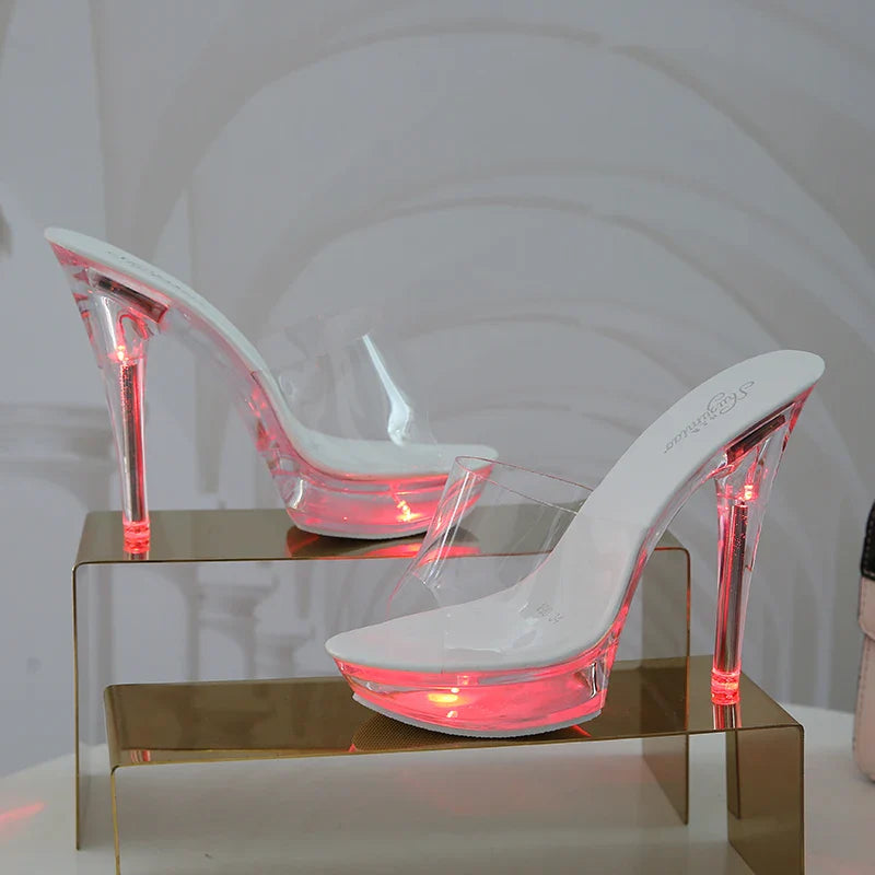 Light-Up Clear Transparent High Platform Heels - Image 9