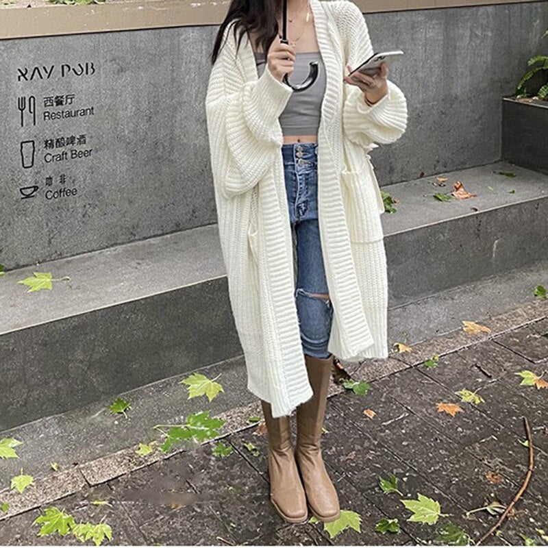 Asymmetrical Long & Warm Sweater Coat - Image 6