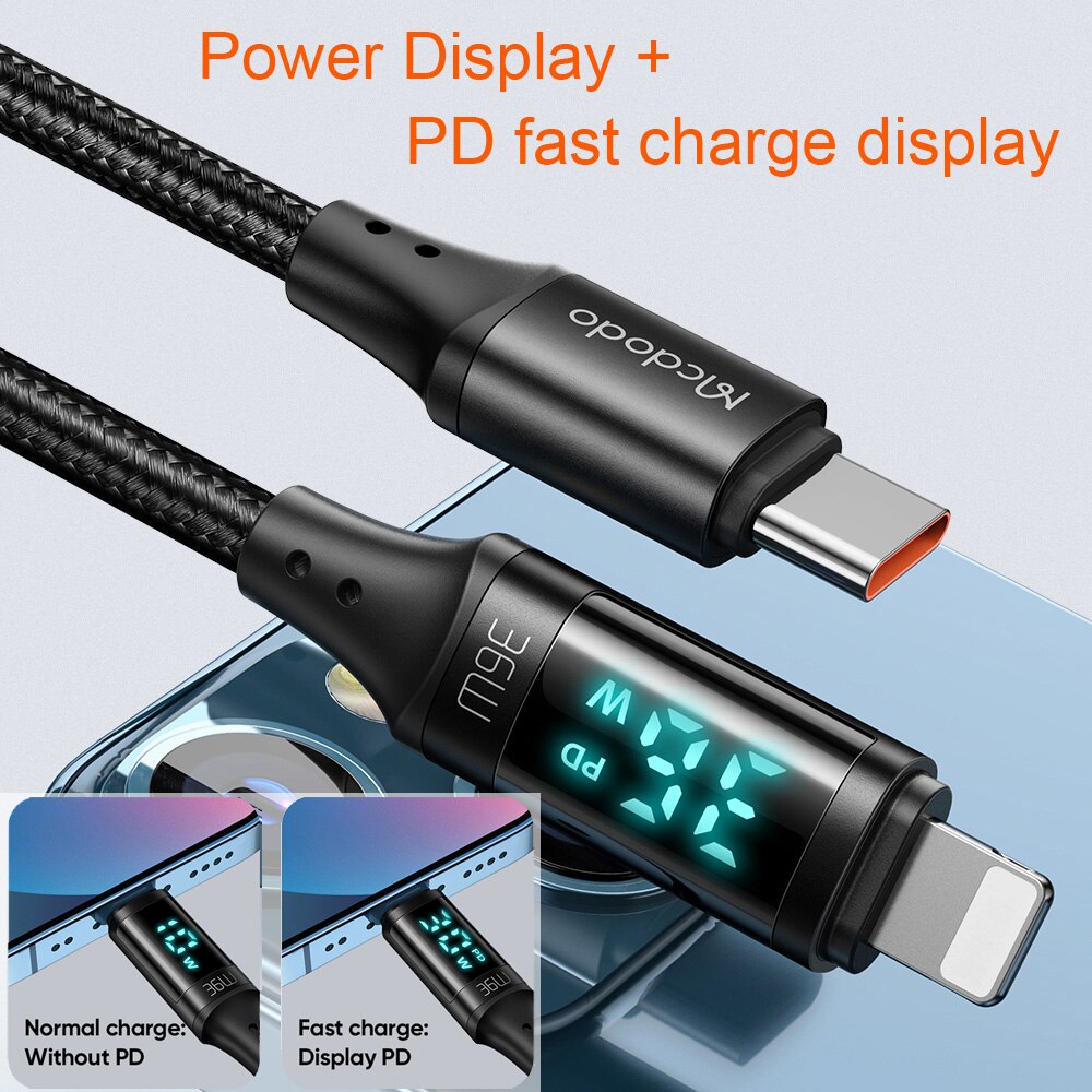 Power Display Universal Fast Charging Phone Cable