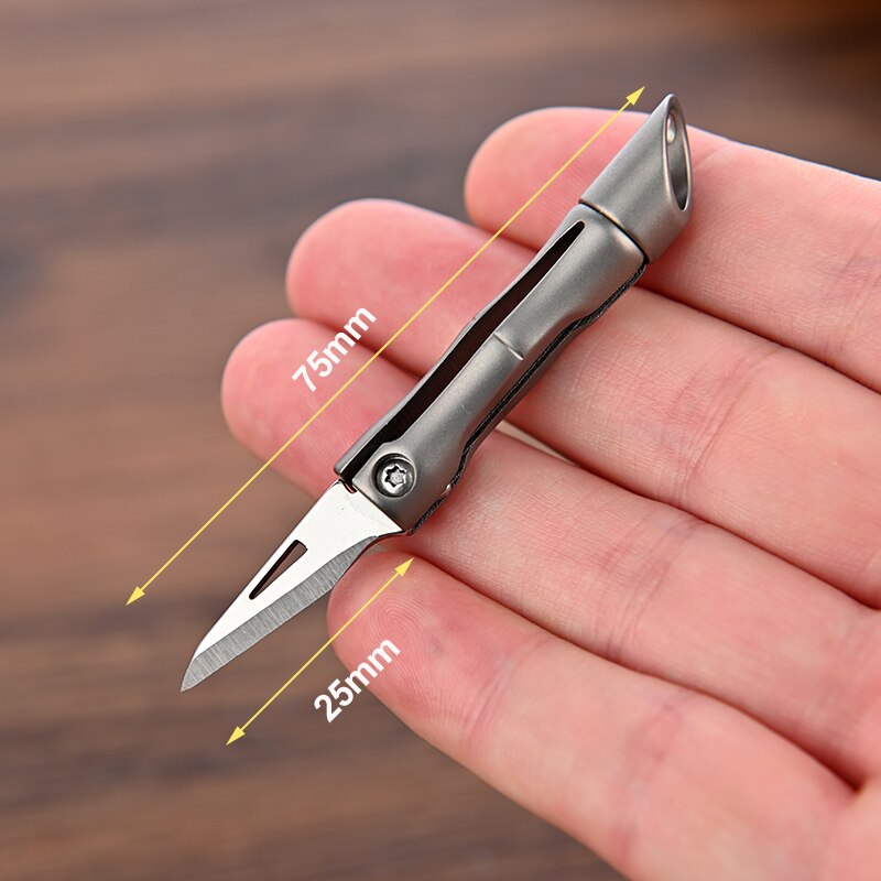 Titanium Alloy Bamboo Mini Keychain Knife - Image 2