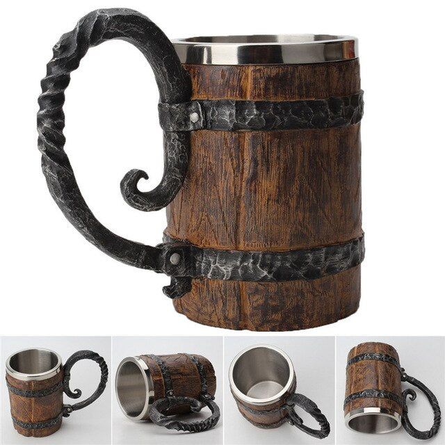 Ancient Time Stainless Steel Wooden Mug