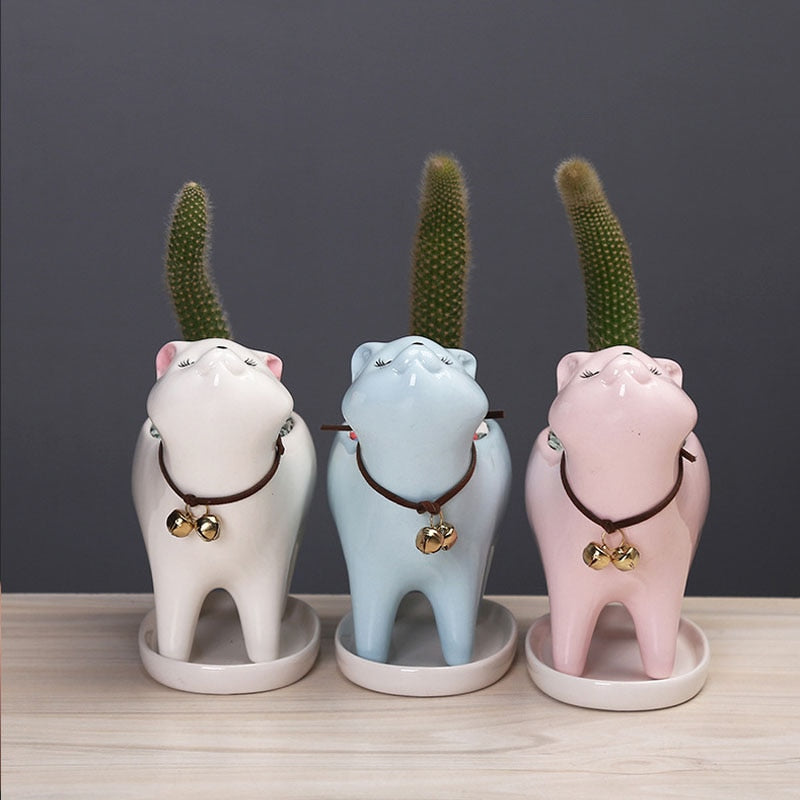Rising Cat Ceramic Flower Pot - Image 7