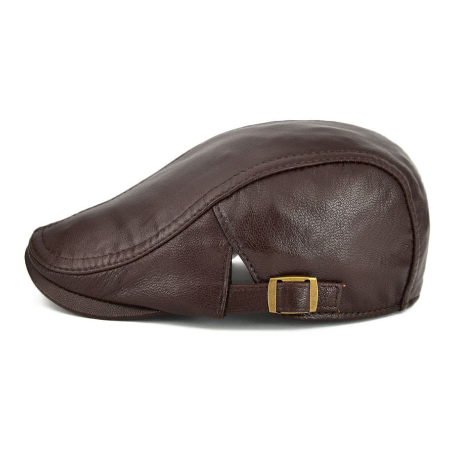 Timeless Newsboy Retro Leather Flat Cap - Image 6