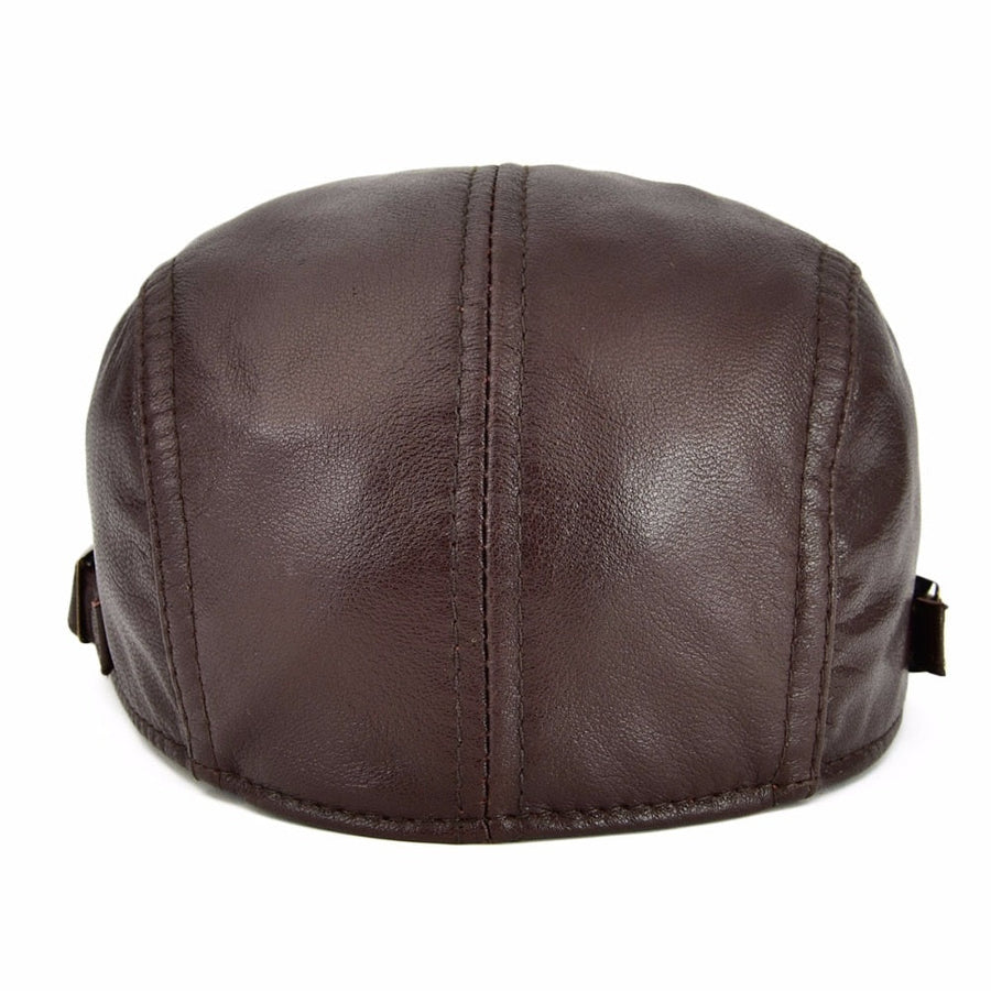 Timeless Newsboy Retro Leather Flat Cap - Image 3
