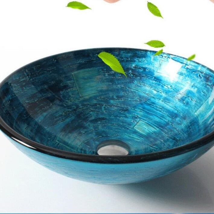 Luxury Vintage Bathroom Round Tempered Glass Sink - Image 1