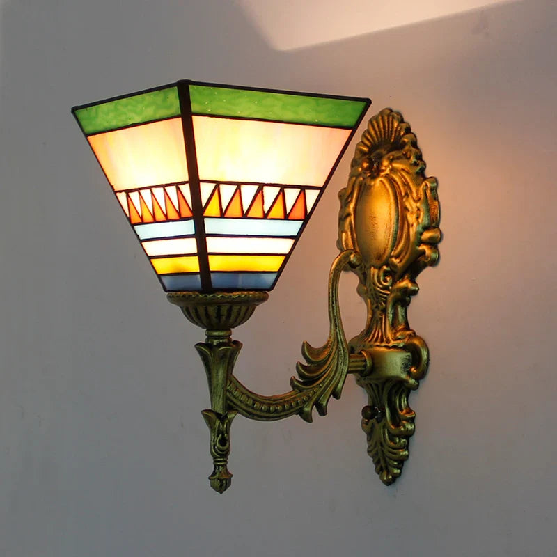 Prism Flight Stained Glass Butterfly Pyramid Wall Lamp - Image 1