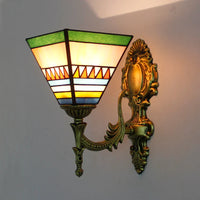 Prism Flight Stained Glass Butterfly Pyramid Wall Lamp - Image 1