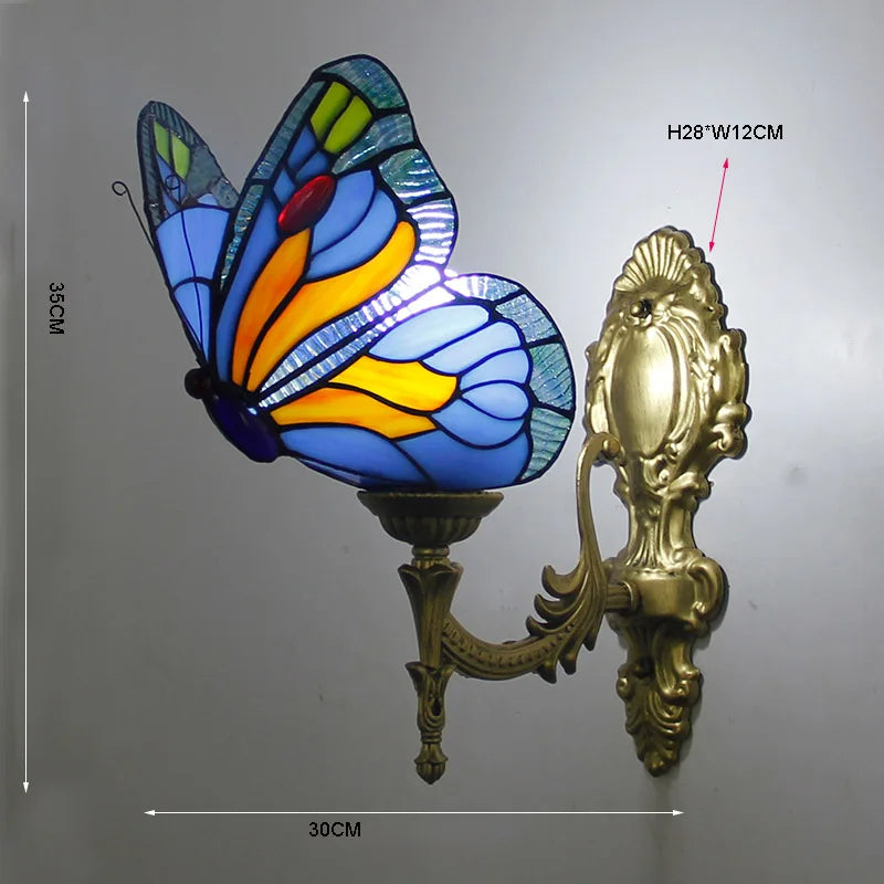 Prism Flight Stained Glass Butterfly Pyramid Wall Lamp - Image 16