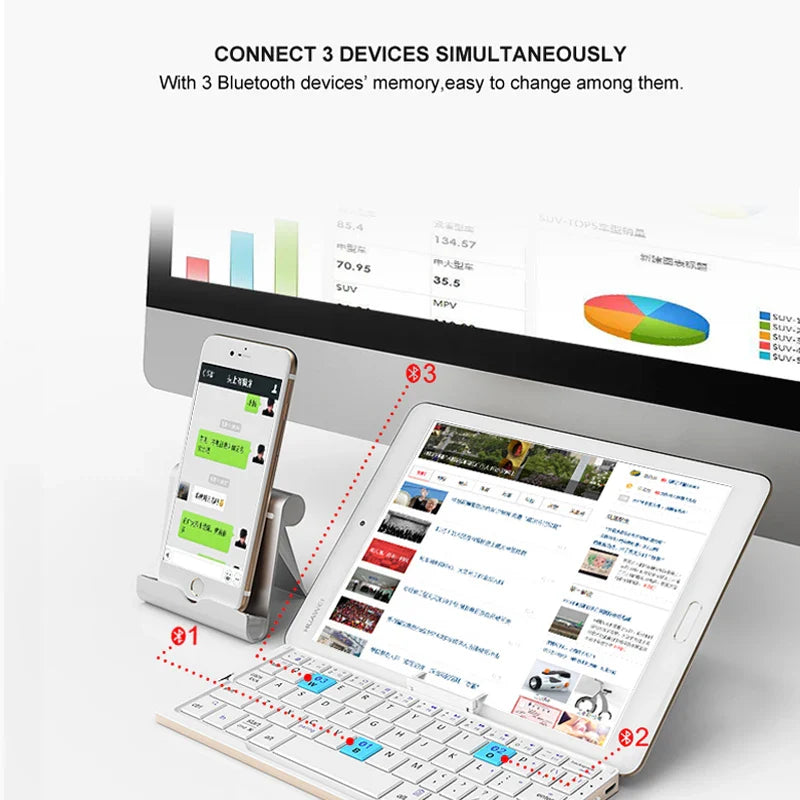 Multi-Device Connection Mini Foldable Bluetooth Keyboard - Image 3