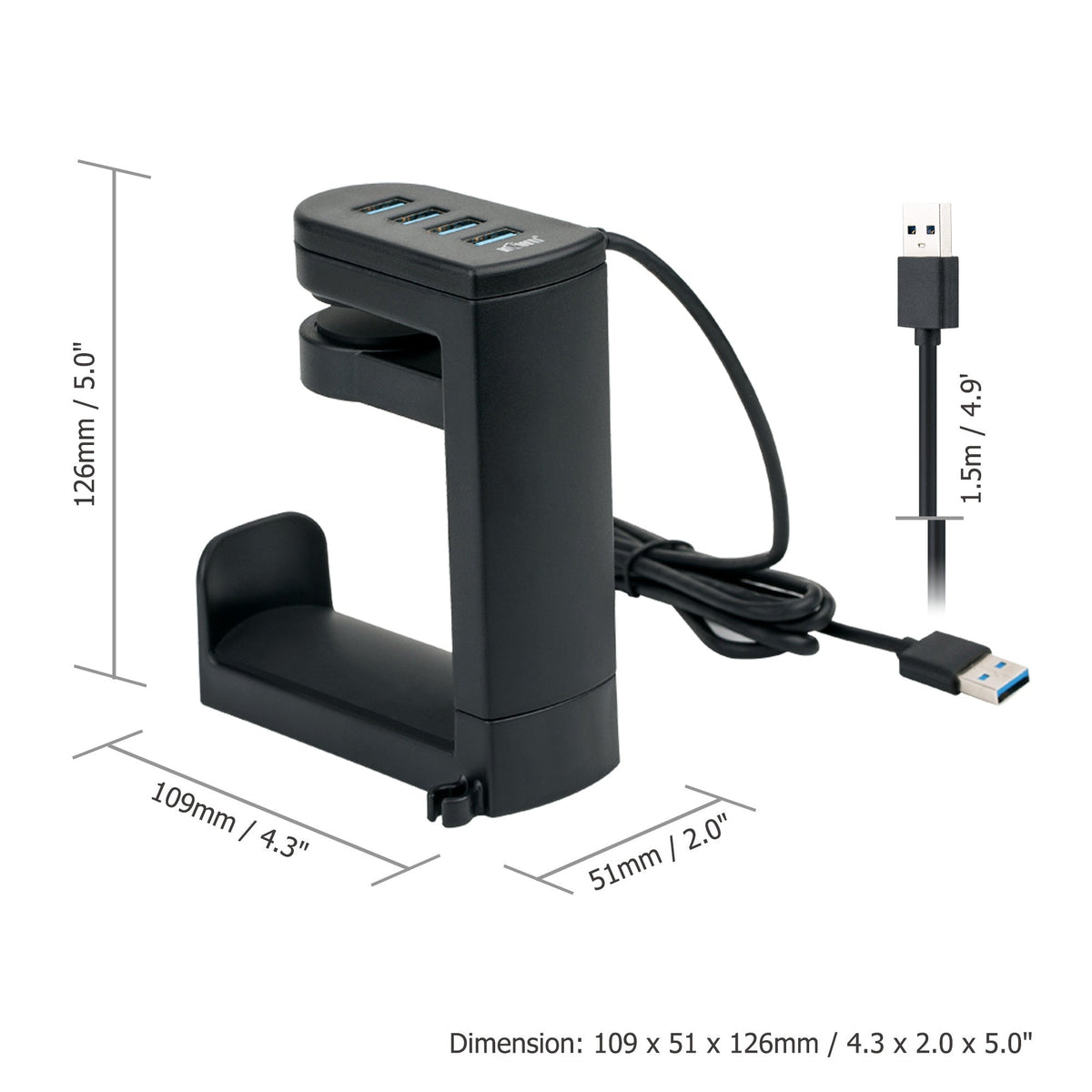 Under Desk USB Ports Headset Holder