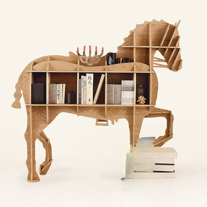 Horse-Shaped Wooden Decorative Bookshelf