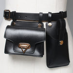 Multiple Pockets Leather Adjustable Strap Compact Belt Bag