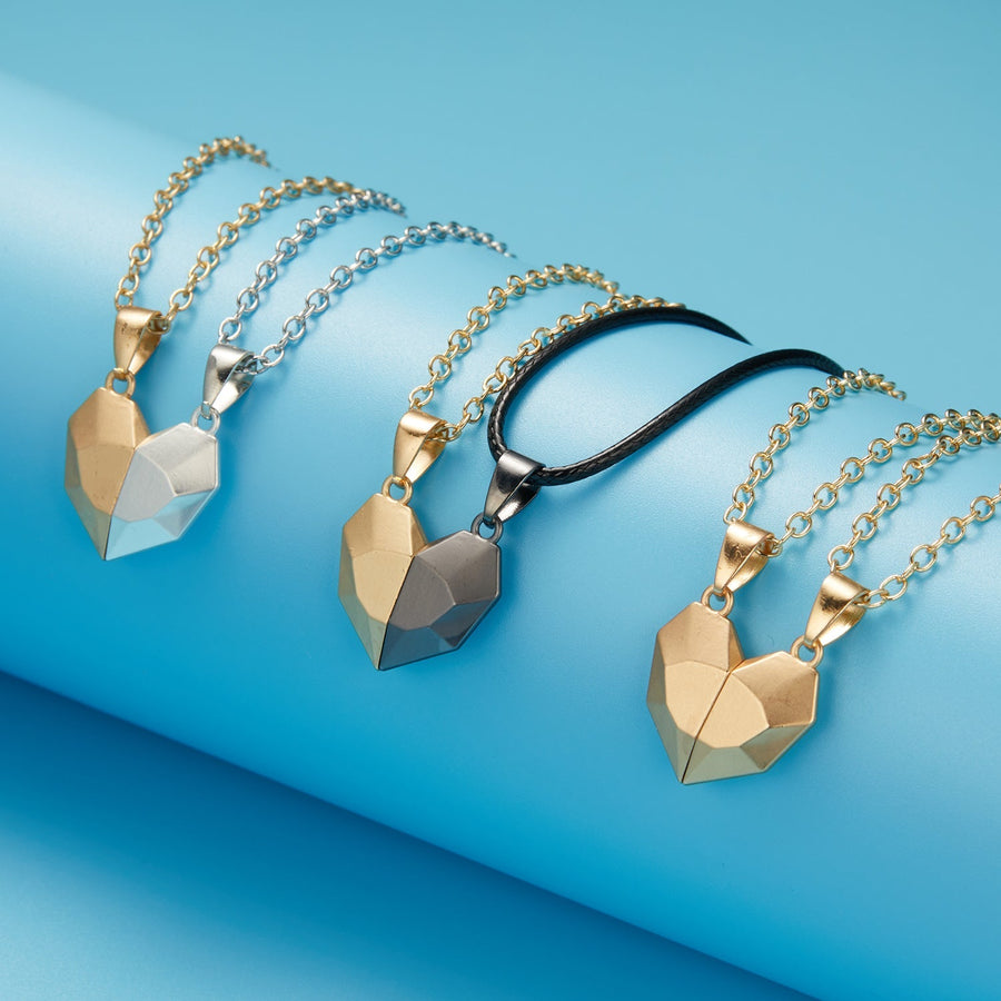 Magnetic Abstract Heart Couple's Necklace - Image 5