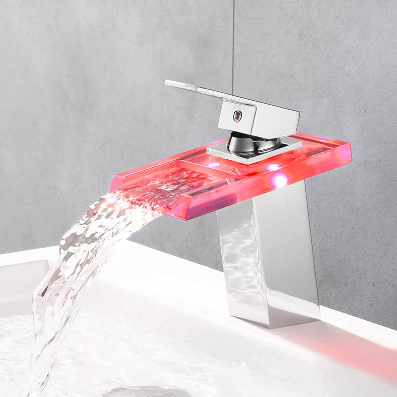 LED Brass Waterfall Modern Faucet - Image 5