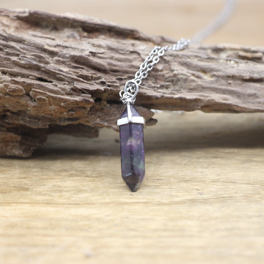 Hexagon Natural Stone Chakra Necklace - Image 2