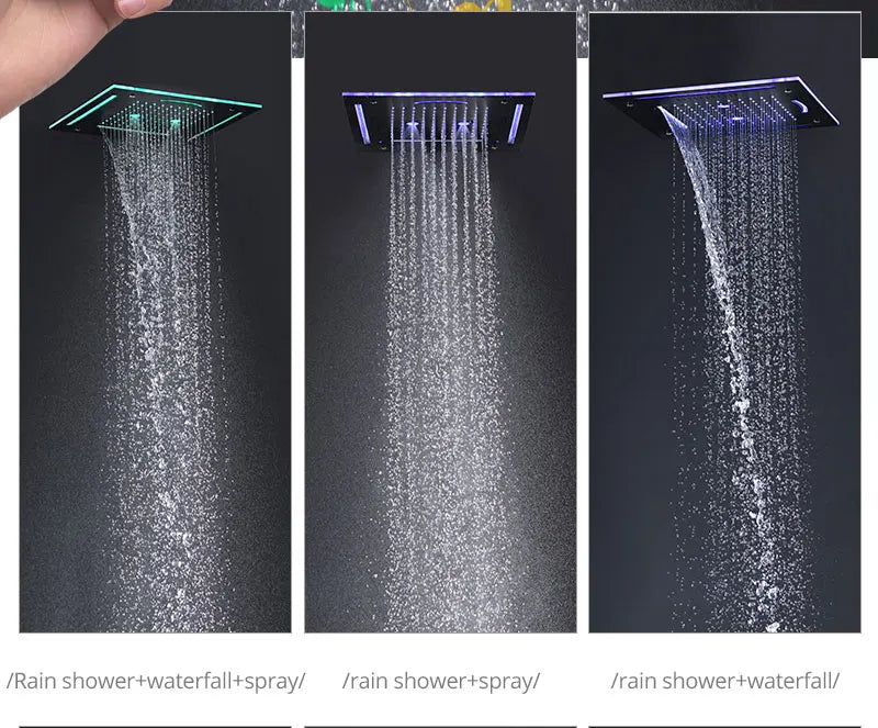 LED Music Shower Set Ceiling Rainfall Waterfall