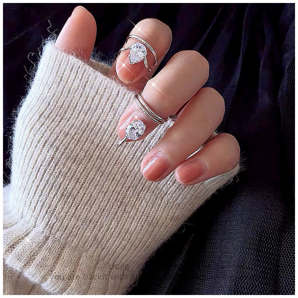 Sleek Line Gothic Metal Thin Nail Rings