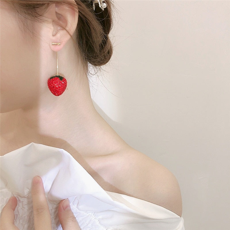 Sweet Strawberry Zircon Earrings - Image 4