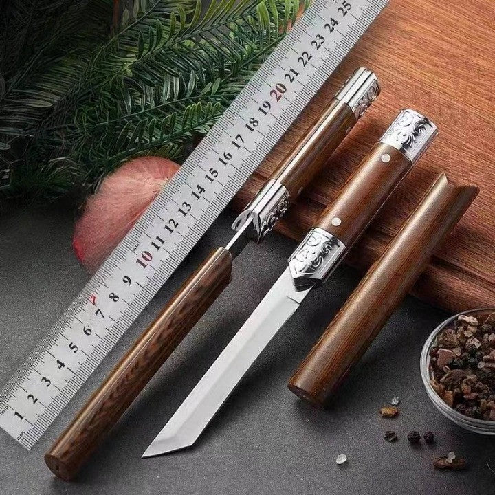 Handcrafted Japanese-Style Wooden Handle Utility Knife - Image 6