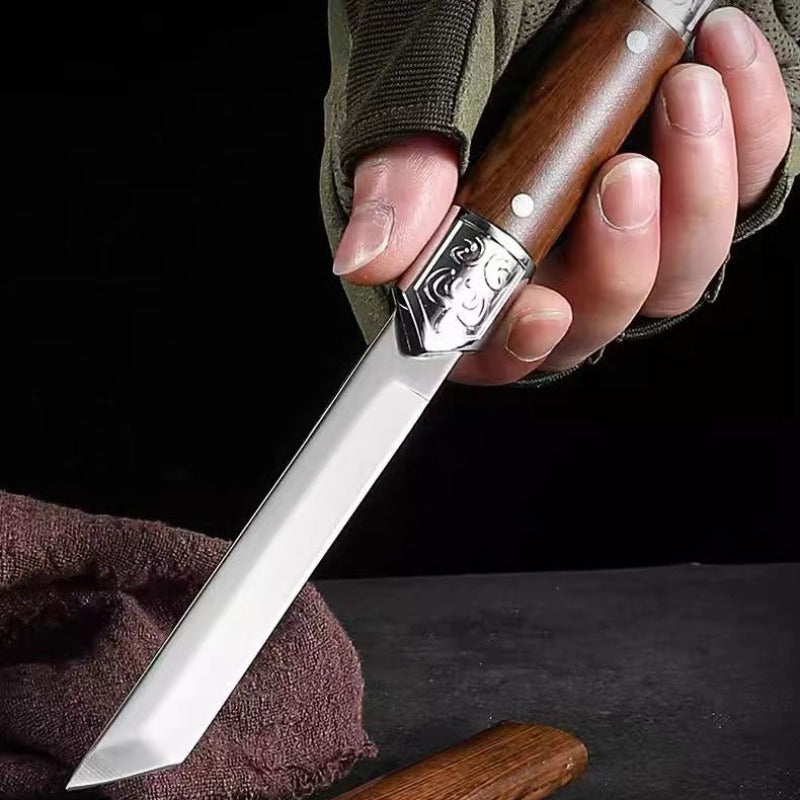 Handcrafted Japanese-Style Wooden Handle Utility Knife - Image 4
