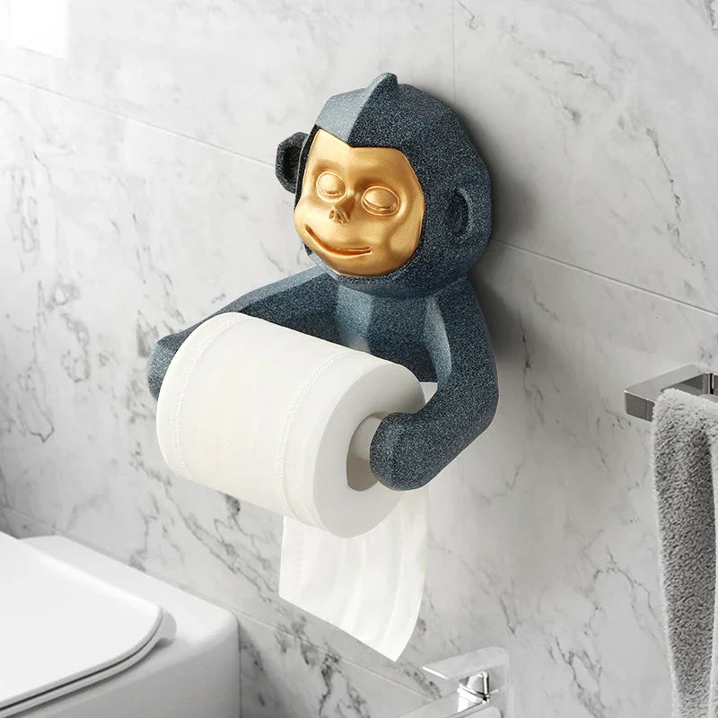 Happy Monkey Resin Toilet Paper Holder