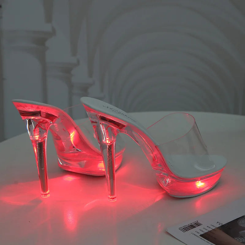 Light-Up Clear Transparent High Platform Heels - Image 15