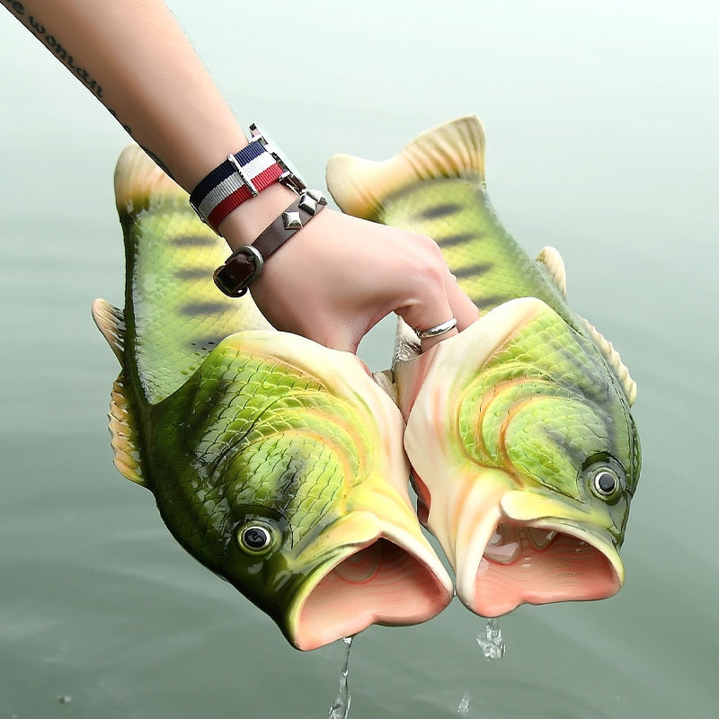 Realistic Unisex Fish Slippers - Image 1