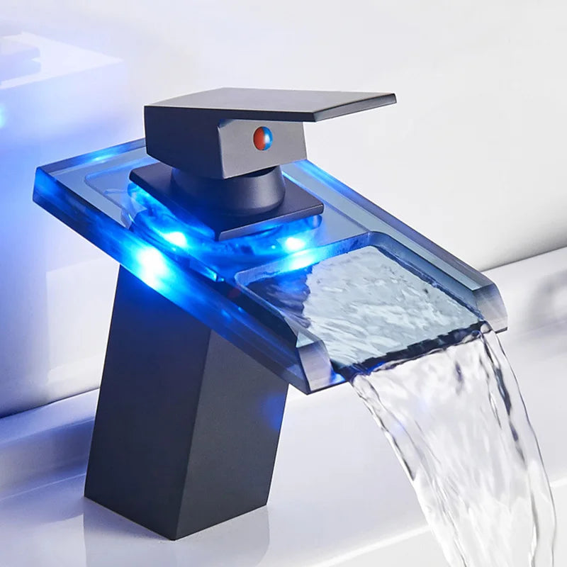 LED Brass Waterfall Modern Faucet - Image 6