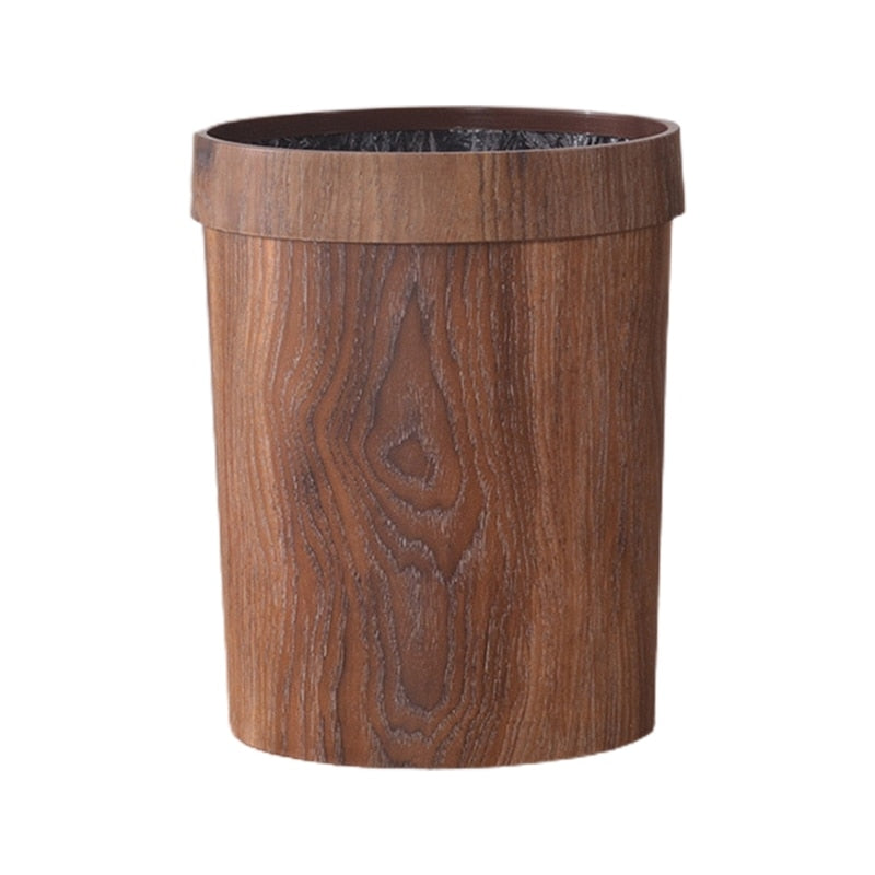 Elegant Retro Wooden Grain Trash Can - Image 4