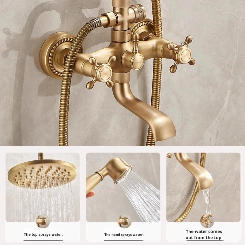 Golden Era Vintage Rainfall Bath Shower System - Image 1