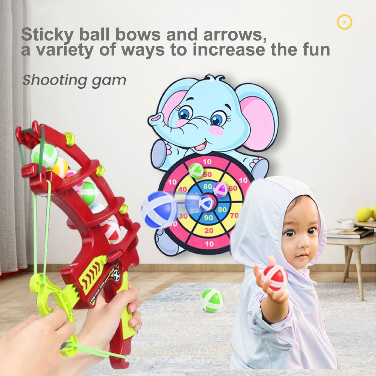 Dinosaur Sticky Ball Bow Dartboard Game