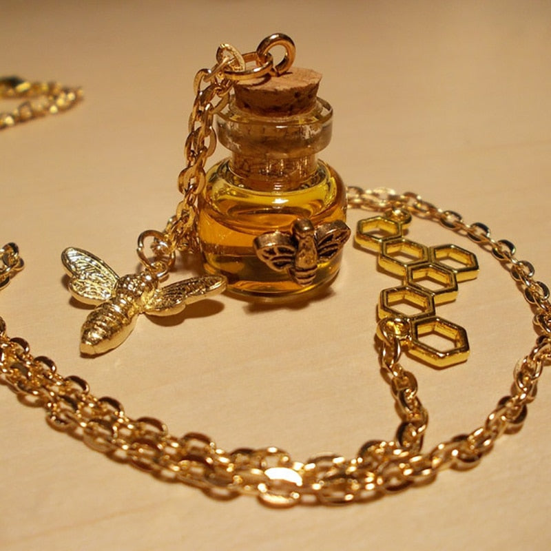 Honey Charm Bee Bottle Necklace - Image 1