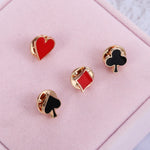 Zinc Alloy Poker Card Collar Clips Brooch Set