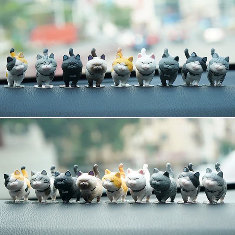 9Pcs Cute Kitty Rotating Head Car Decor - Image 1