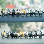 9Pcs Cute Kitty Rotating Head Car Decor