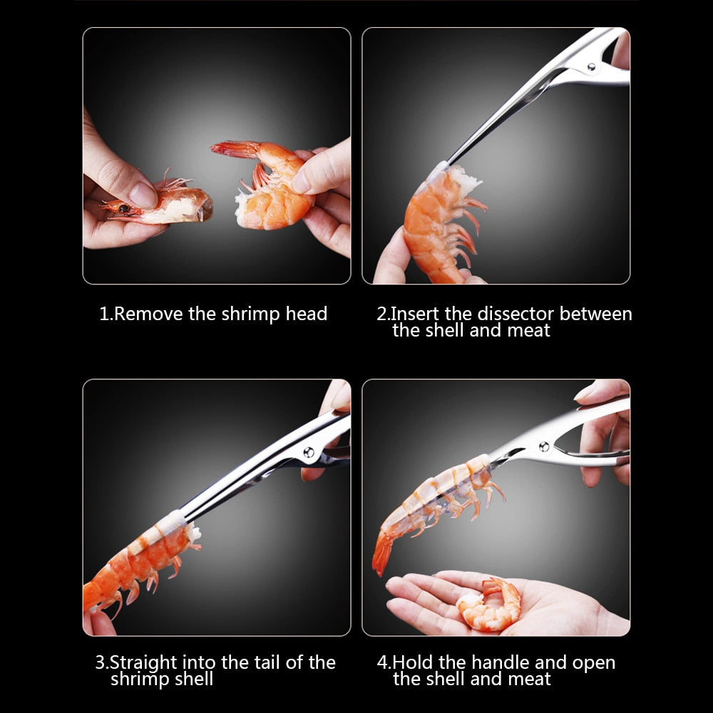 2Pcs Stainless Steel Shrimp Peeler Set