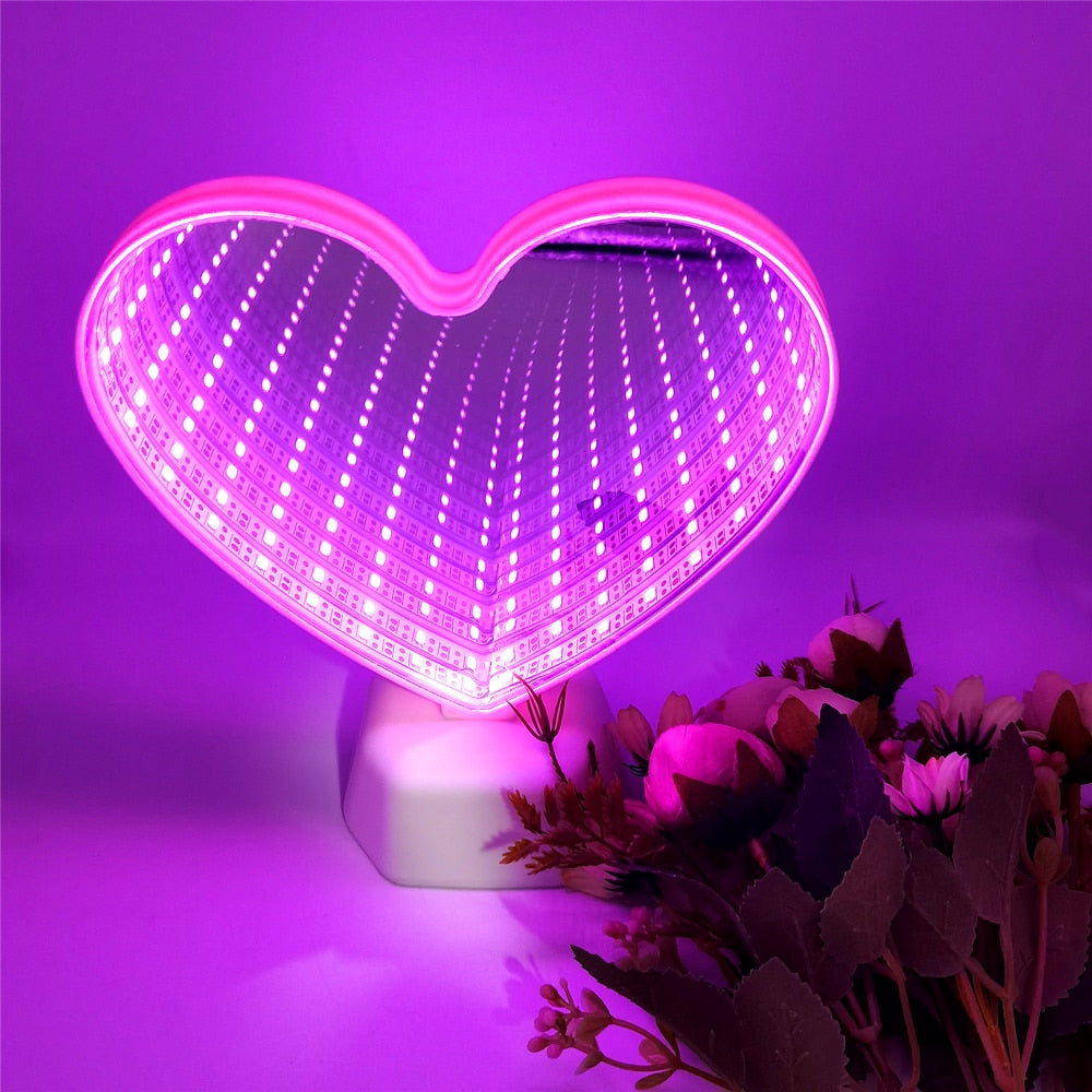 Heart Mirror LED Night Lamp