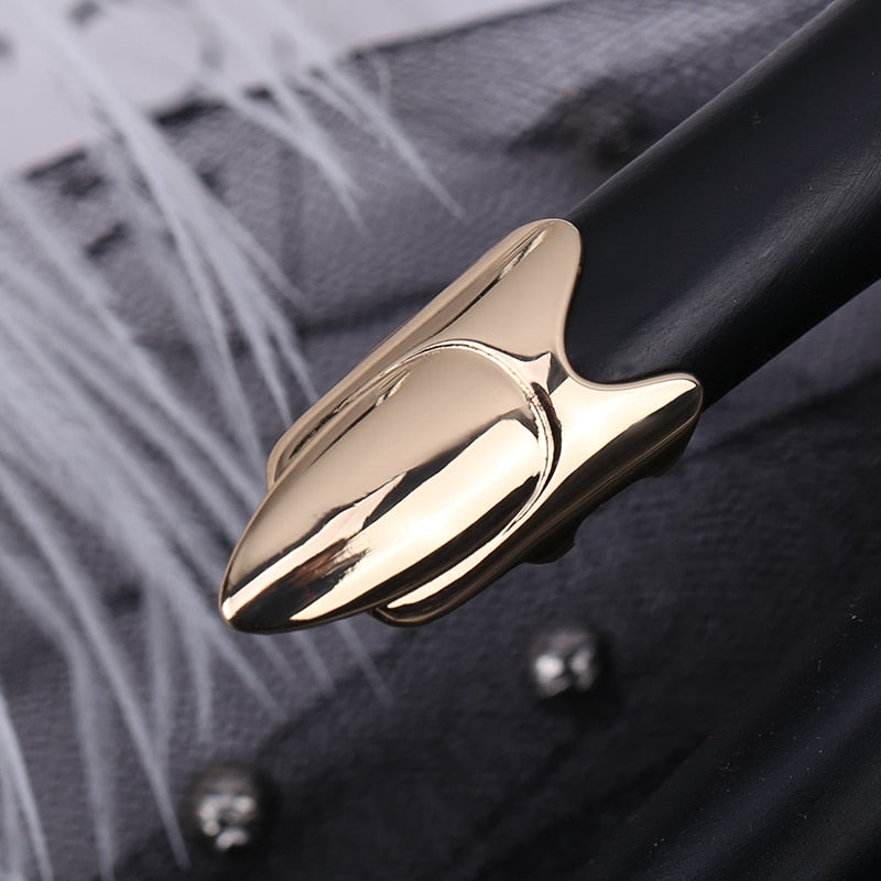 Sleek Line Gothic Metal Thin Nail Rings - Image 6
