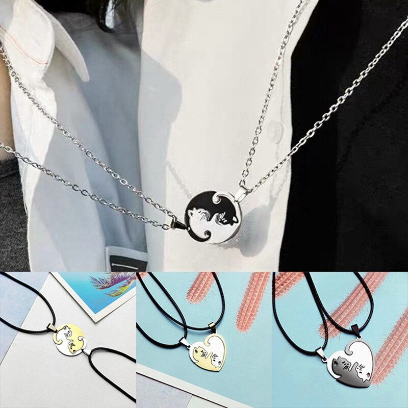 Yin Yang Cat Couple Necklace