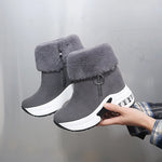 Fur Zipper Wedges Winter Boots