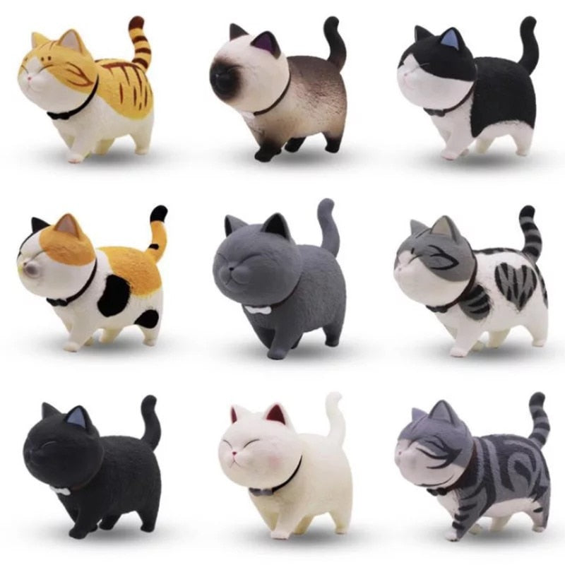 9Pcs Cute Kitty Rotating Head Car Decor