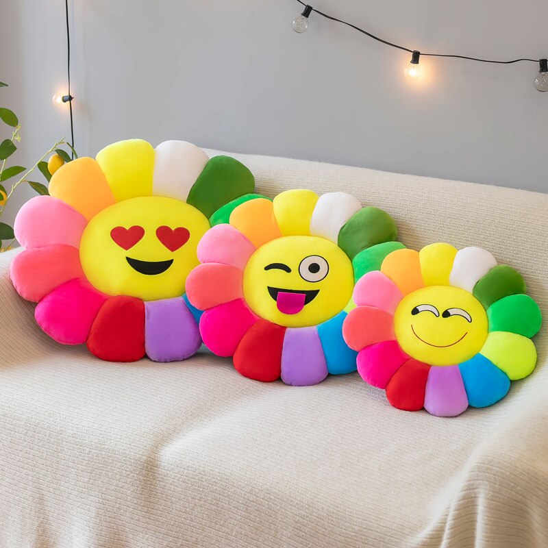 Colorful Sunflower Plush Comfy Seat Cushion - Image 0