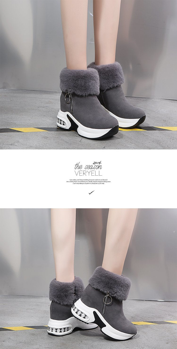 Fur Zipper Wedges Winter Boots - Image 13