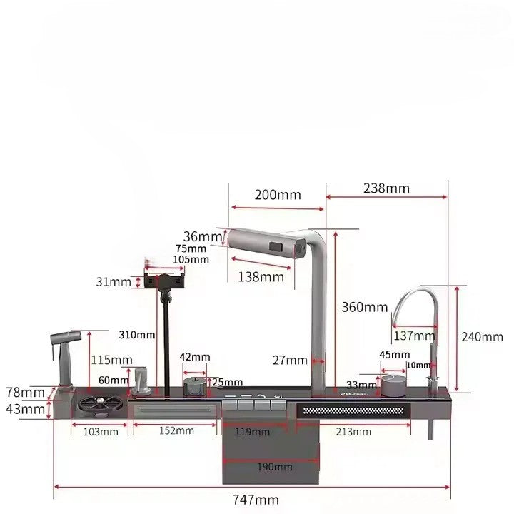 Waterfall Nano Piano Key Smart Kitchen Sink - Image 5